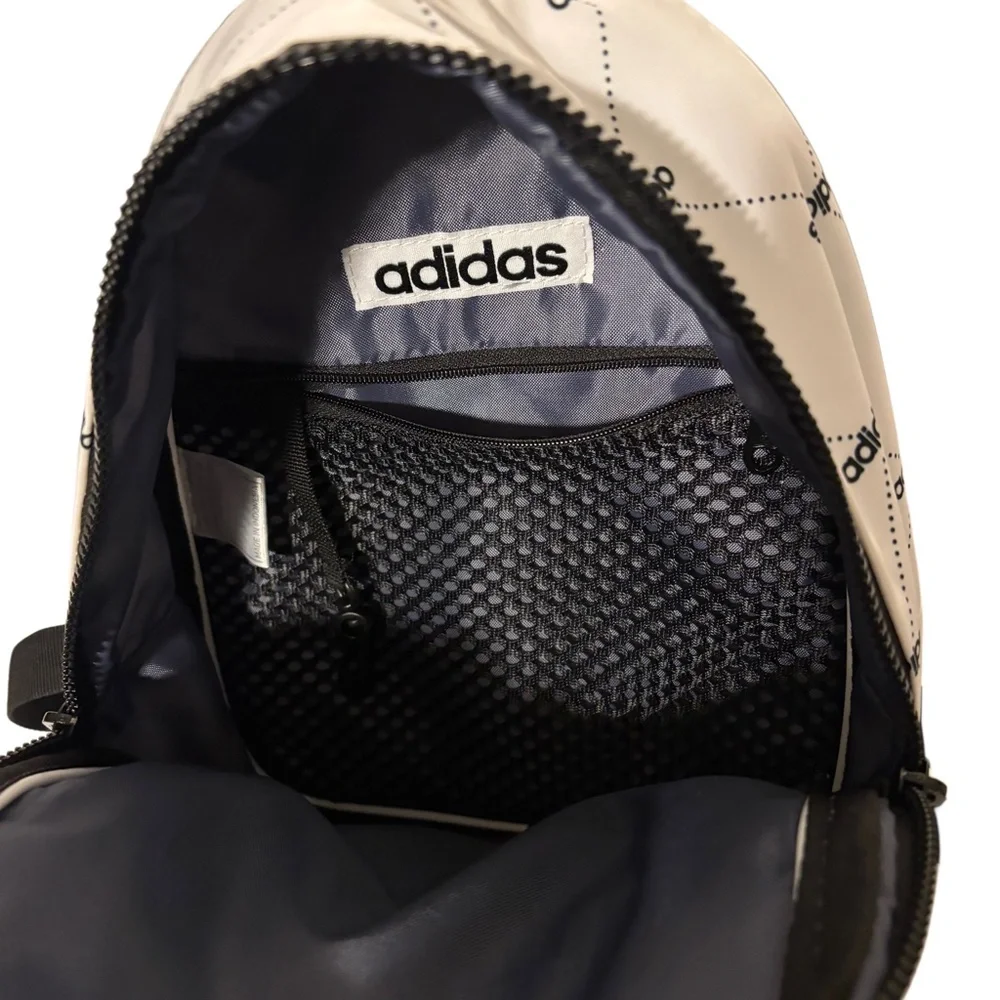 Unisex Adidas Core Padded Mini Backpack in White Black - Picture 3 of 4